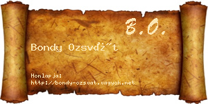 Bondy Ozsvát névjegykártya